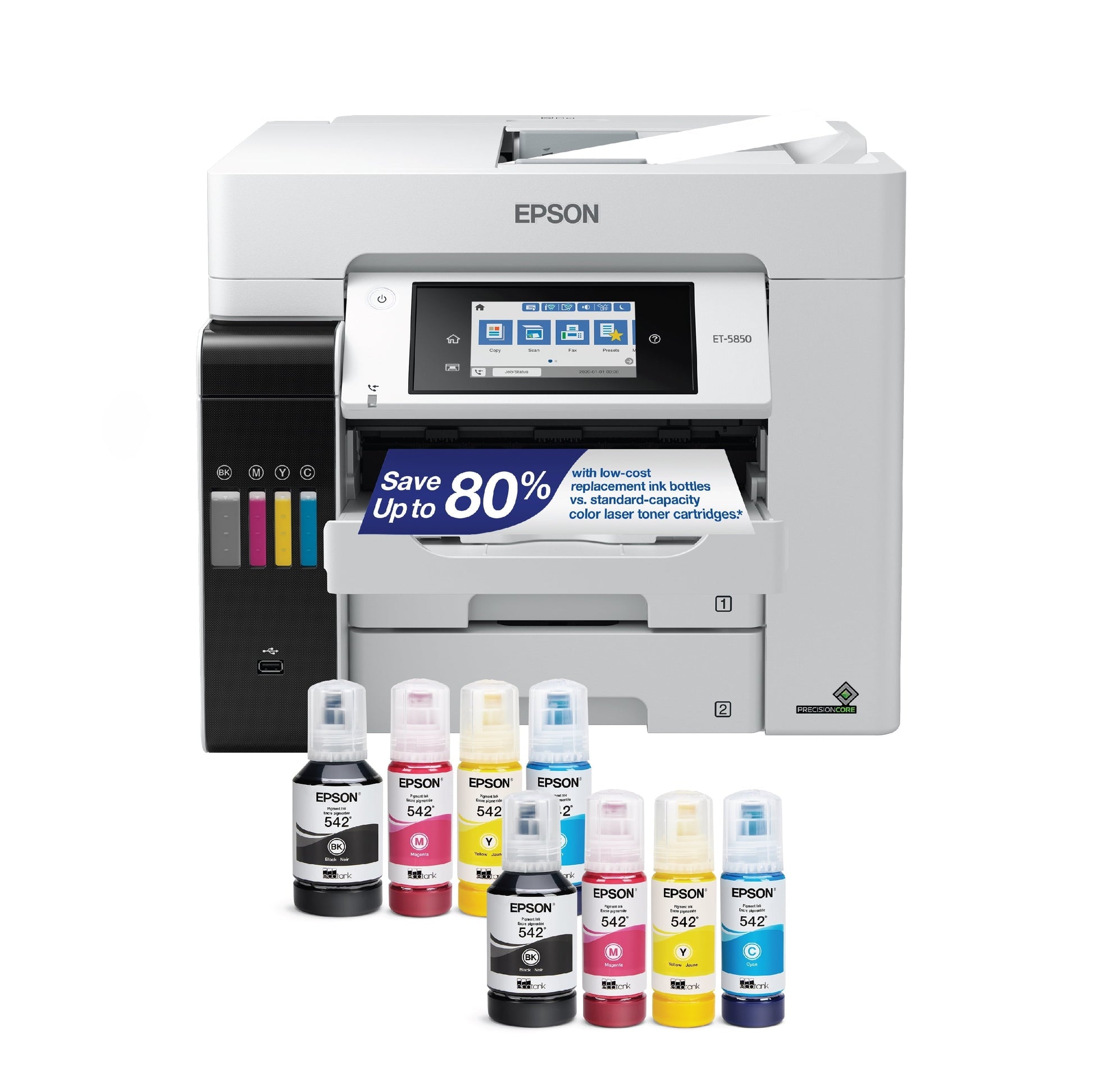 Ecotank Pro ET-5850 Wireless Color All-In-One Supertank Printer with Scanner, Copier, Fax and Ethernet