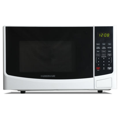 0.9 Cu. Ft. Countertop Microwave Oven – 900W Power, Auto Cook Settings, Defrost, and Safety Lock – White
