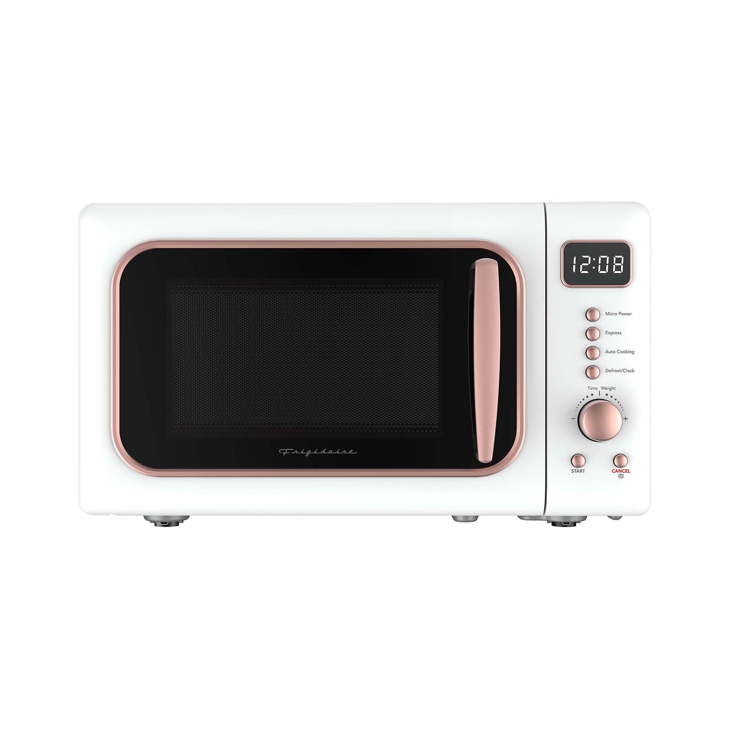 0.7 Cu. Ft. Retro Countertop Microwave Oven, White and Rose Gold