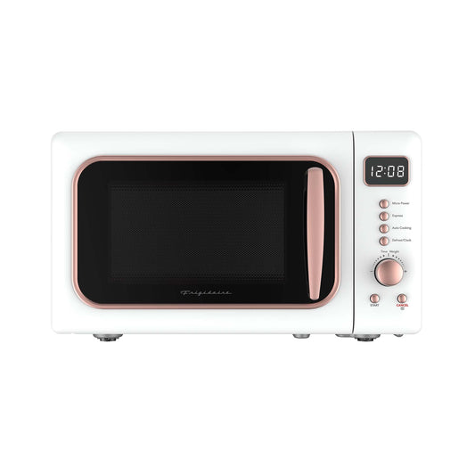 0.7 Cu. Ft. Retro Countertop Microwave Oven, White and Rose Gold