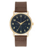 Brown Strap Gold Tone Men'S Analog Watch