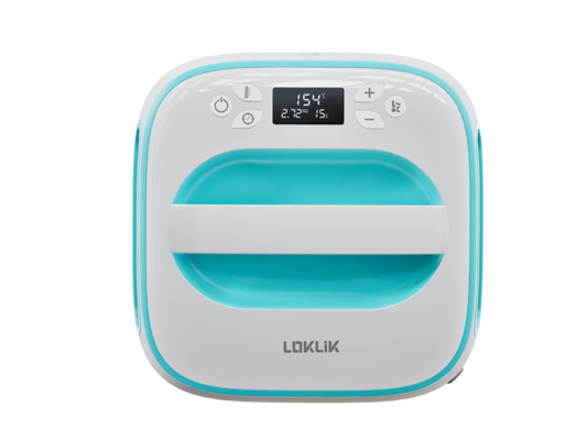 LOKLIK Impress Easy - HTV Heat Transfer Vinyl Heat Press Machine for Sublimation Printing with Large 25cm Plate - Perfect for T Shirts/Fabric/Clothes - White 9x9