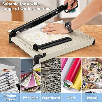 Ecraft 12" Guillotine Paper Cutter：Paper Trimmer Accurate Cutting with Safety Guard,15 Sheets Capacity,Magnetic Guide,Heavy Duty Metal Base, Perfect for Cardstock,Cardboard,Vinyl,Crafts & Photos