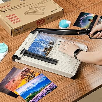 Ecraft 12" Guillotine Paper Cutter：Paper Trimmer Accurate Cutting with Safety Guard,15 Sheets Capacity,Magnetic Guide,Heavy Duty Metal Base, Perfect for Cardstock,Cardboard,Vinyl,Crafts & Photos