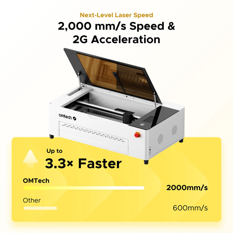 OMTech Polar 2 Desktop CO2 Laser Engraver and Cutter (70W Glass / 50W RF Tube)