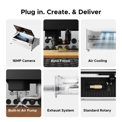 OMTech Polar 2 Desktop CO2 Laser Engraver and Cutter (70W Glass / 50W RF Tube)