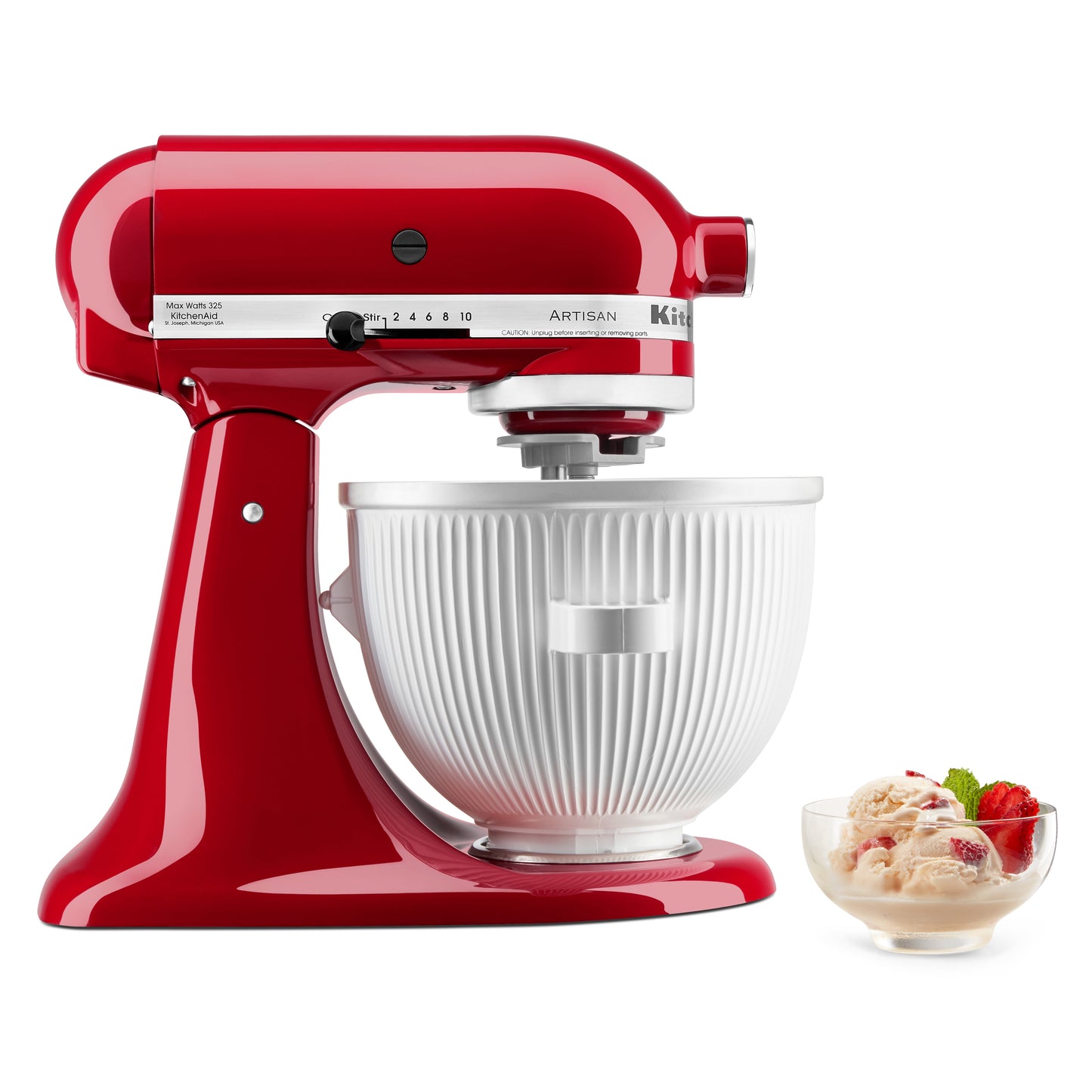 2-Qt Ice Cream Maker Attachment for Select  Tilt-Head Stand Mixers, White