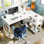 40 Inch L Shaped Computer Desk with 3 Storage Shelves, Small Reversible Corner Desk for Small Space with Hock, Home Office L-Shaped Desk, White