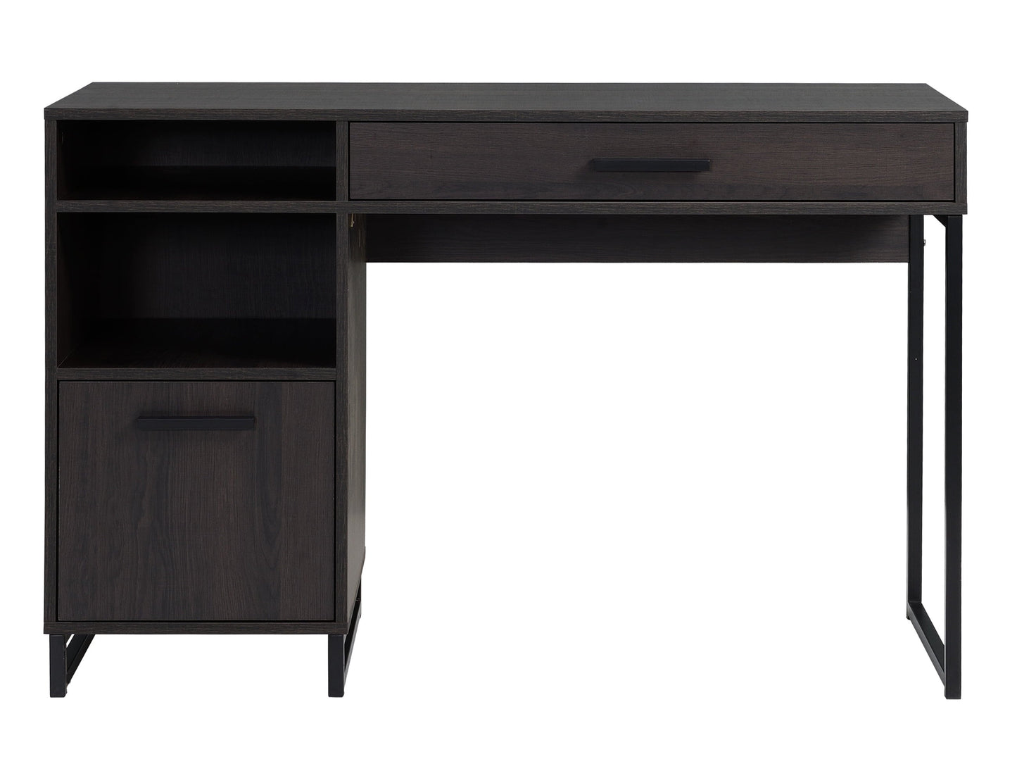 Wood & Metal Writing Desk with 1 Drawer &1 Door for Teens/Adult, 29.92 In, Espresso Finish
