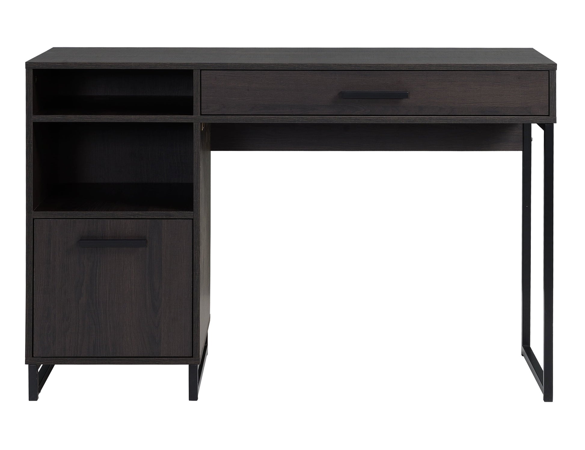 Wood & Metal Writing Desk with 1 Drawer &1 Door for Teens/Adult, 29.92 In, Espresso Finish