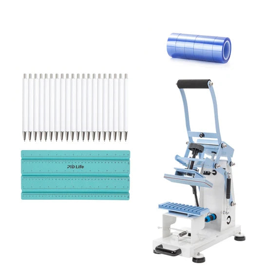 PYD Life Pen Heat Press Machine Bundle With Sublimation Pens Blanks,Heat Tape,Wrapping Measuring Too