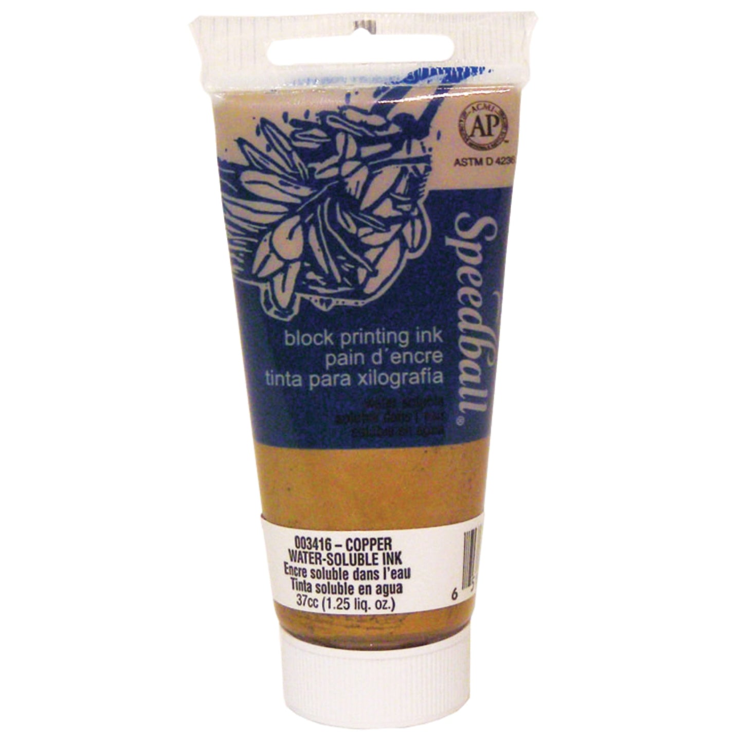 Water Slbl Block Print Ink 1.25Oz Copper