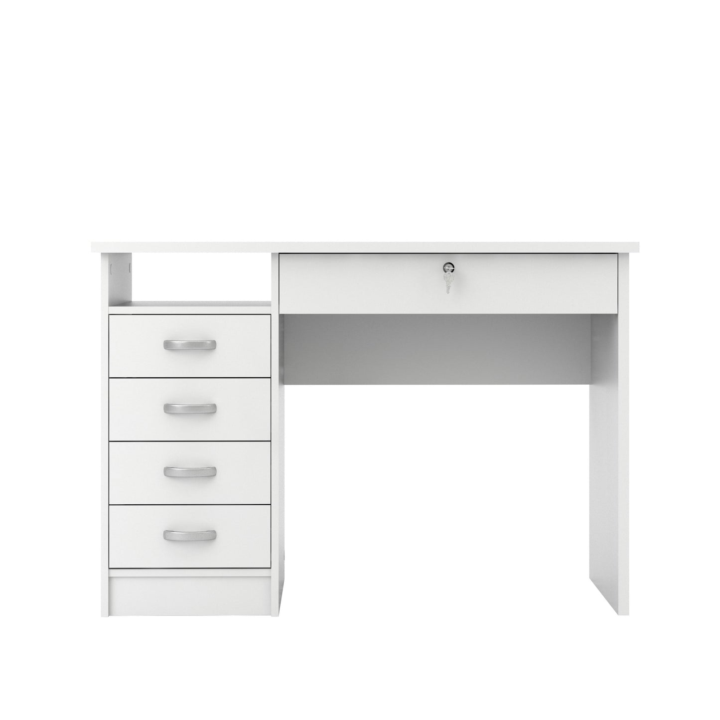 Walden 5 Drawer Office Desk with 1 Locking Drawer for Adults, White