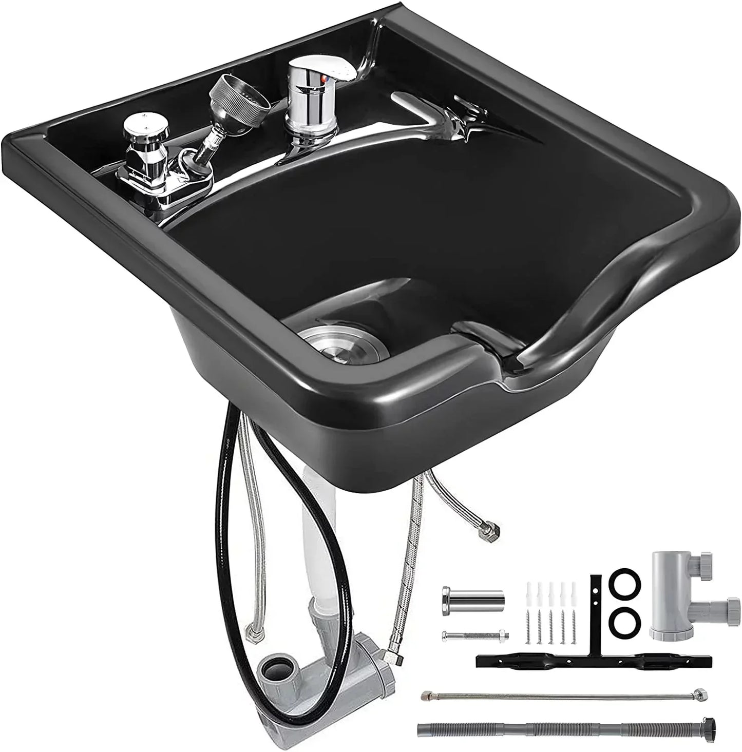 VEVOR Shampoo Bowl Sink Black ABS Plastic Salon and Spa Hair Sink Beauty Salon Equipment for Hair Stylists