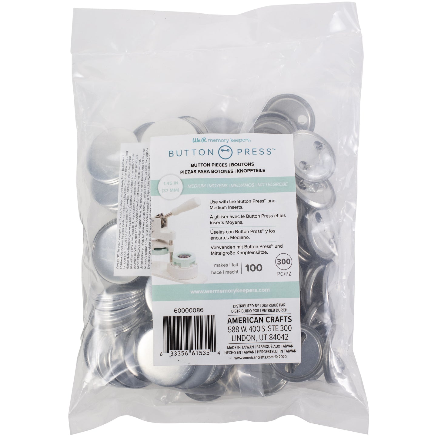 We R Button Press Bulk Refill Pack 100/Pkg-Medium (37Mm)