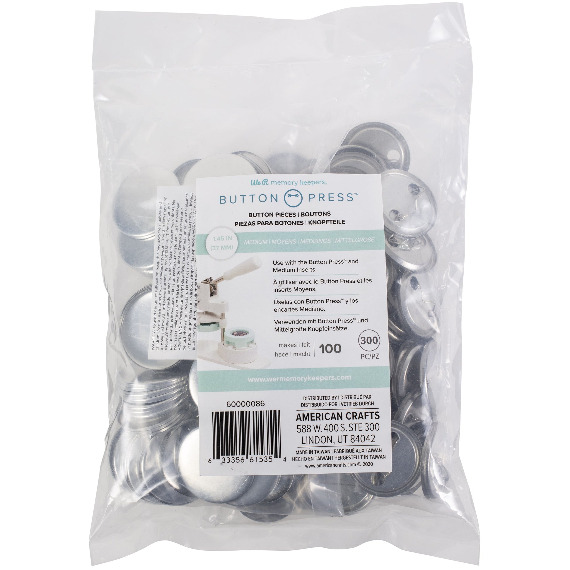 We R Button Press Bulk Refill Pack 100/Pkg-Medium (37Mm)