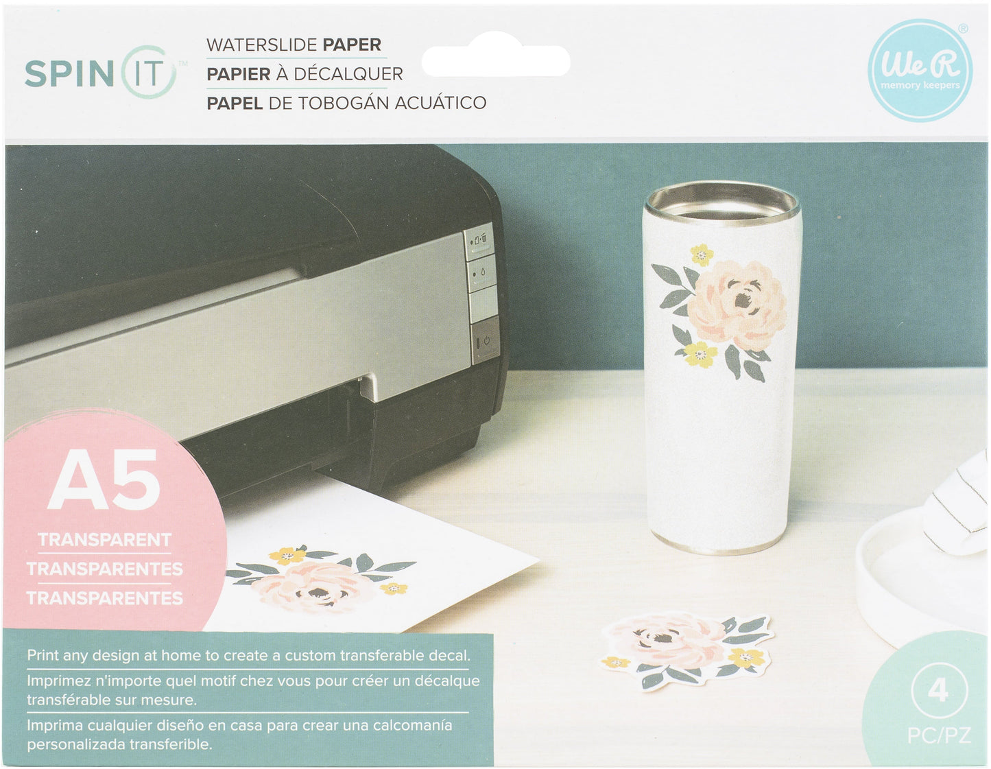 Spin It Water Slide Paper 8.5"X5.5"-Clear