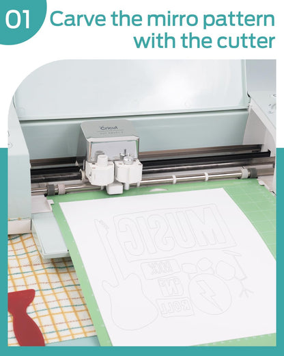 Lzerking Heat Transfer Vinyl White Htv Matte-12 X100Ft Iron on Vinyl Roll for Cricut/Cameo Bundle, DIY Shirts, Bags, Socks, Shoes, Pillow and Other Frabic - Easy to Cut & Weed