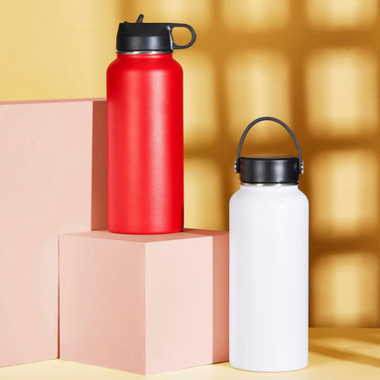 Makerflo 32 Oz Red Hydro Powder Coated Tumbler - 1 Pack Sipper Water Bottle | Craft-Ready for DIY Gifts & Personalization (Laser Engravable, UV DTF, Epoxy, Vinyl) - Not for Sublimation and DTF