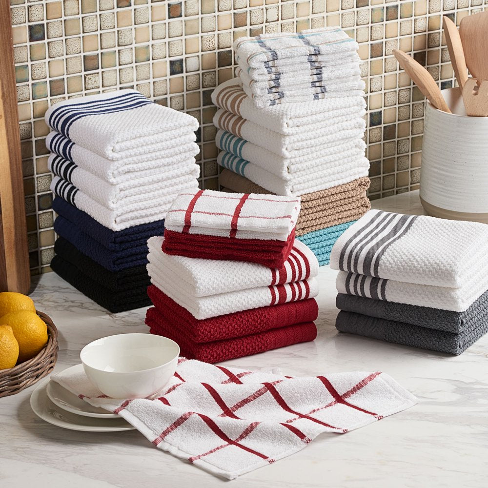4-Pack 16”X26” Woven Kitchen Towel Set, Grey Flannel