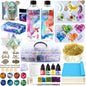JILLSKY Epoxy Resin Kit 16Oz with Molds & Storage Box, Fast Cure Clear Casting Resin for Jewelry Making, Keychains, Coasters, and DIY Crafts with Pigments & Glitter