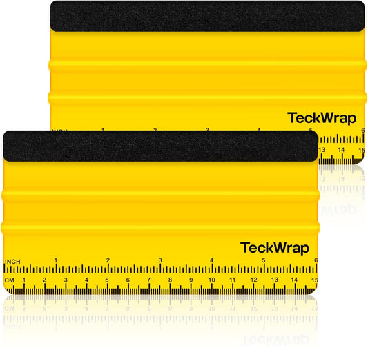 2 PCS Professional Plastic Felt Squeegee for Vinyl Decals, Inkjet Vinyl Sticker Paper, and Wallpaper - 6"X2.9"Decal Squeegee Tool, Scratch-Free Application (Yellow)