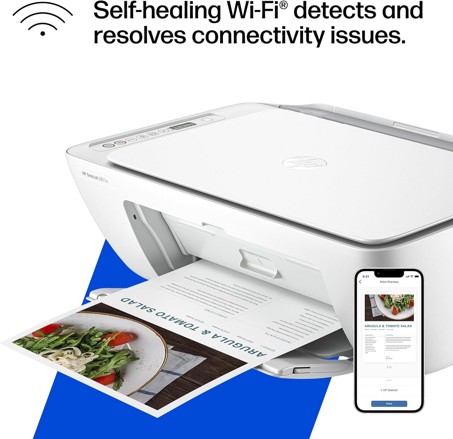 HP Deskjet 2827E Wireless All-In-One Color Inkjet Printer, Scanner, Copier, Best-For-Home, 3 Month Instant Ink Trial Included, Ai-Enabled (6W7F5A)
