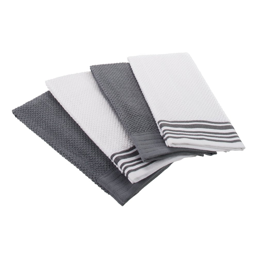 4-Pack 16”X26” Woven Kitchen Towel Set, Grey Flannel