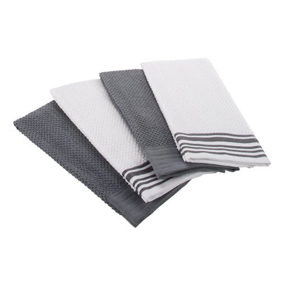 4-Pack 16”X26” Woven Kitchen Towel Set, Grey Flannel