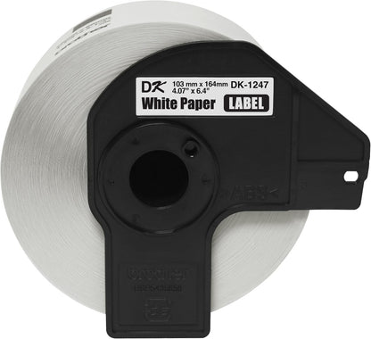 Brother Genuine DK-1247 Die-Cut Large Shipping White Paper Labels for Brother QL Label Printers – 180 Labels per Roll 4.07” X 6.4” (103Mm X 164 Mm)