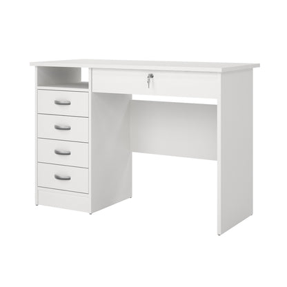 Walden 5 Drawer Office Desk with 1 Locking Drawer for Adults, White