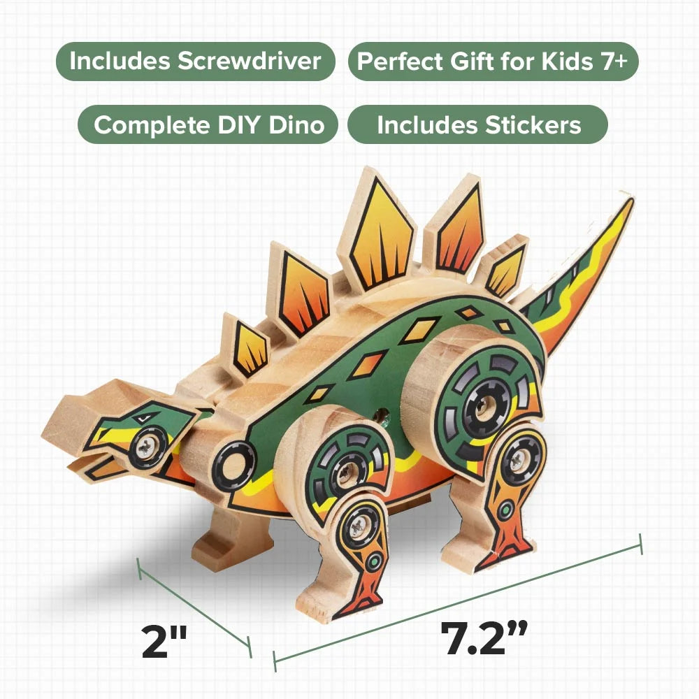 DIY Wooden Dinosaur Kit with Stickers (Stegosaurus)