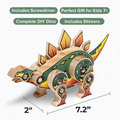 DIY Wooden Dinosaur Kit with Stickers (Stegosaurus)