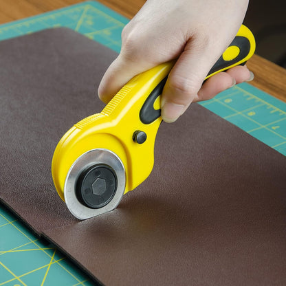 WORKLION Ergonomic Rotary Cutter Set: Safety Lock, 2 Replacement Blades for Sewing, Quilting, Scrapbooking & Arts & Crafts