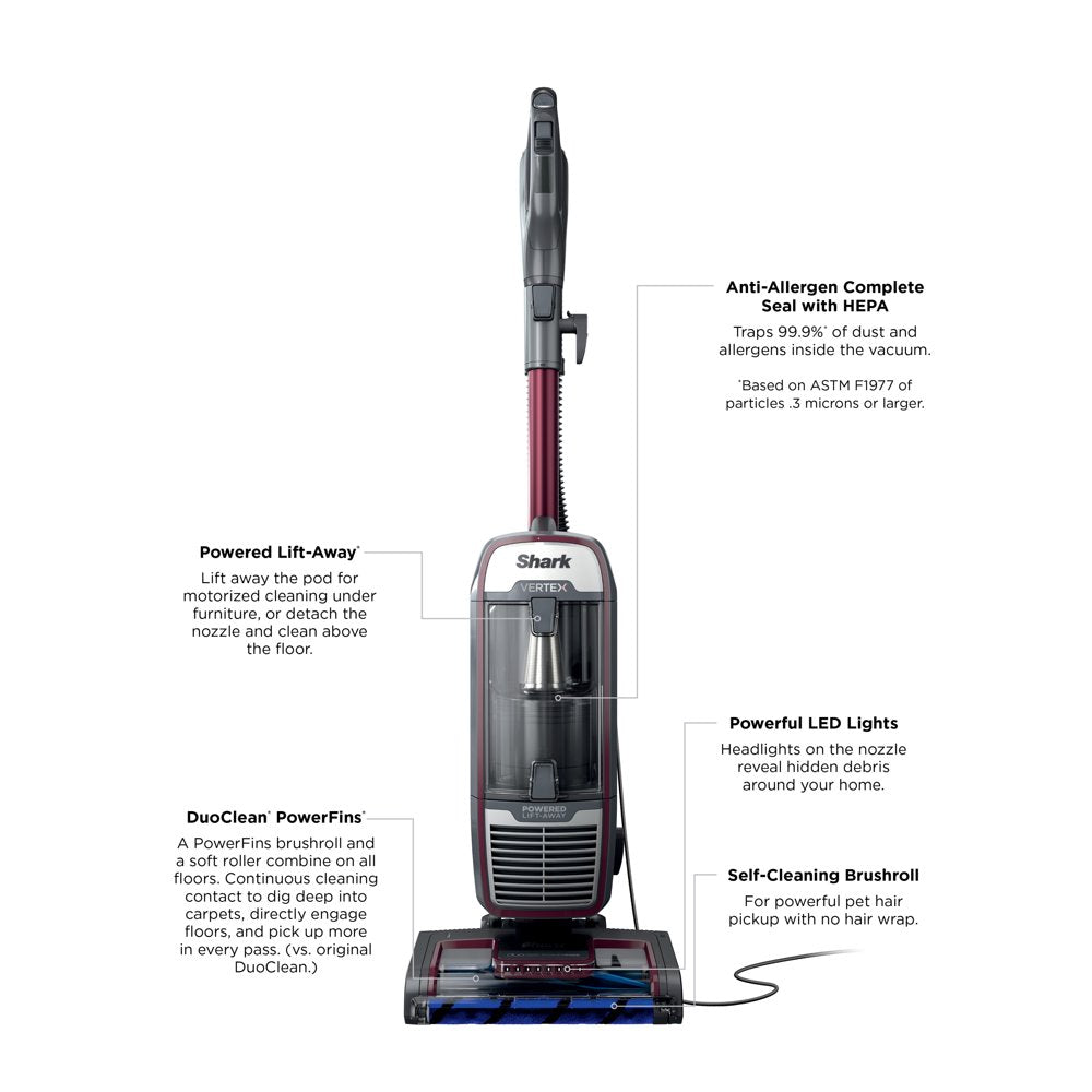 ® Vertex Duoclean® Powerfins Powered Lift-Away® Upright Multi Surface Vacuum Cleaner with Self-Cleaning Brushroll, AZ1500WM