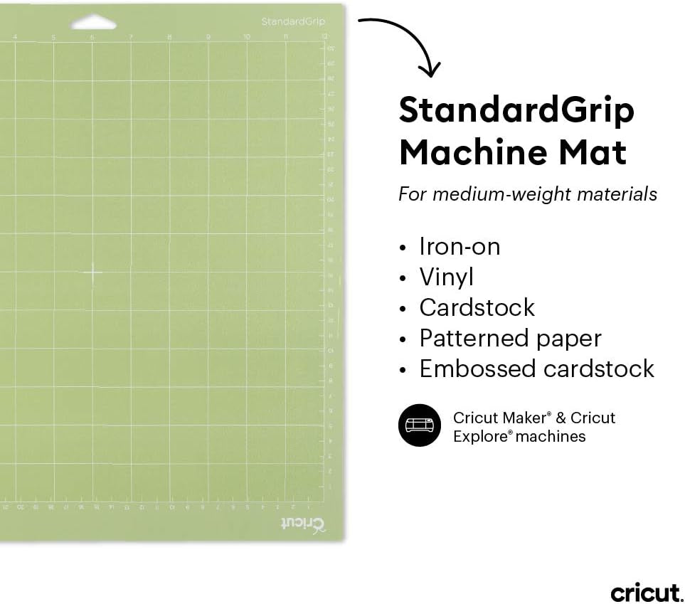 Standardgrip Machine Mats 12In X 12In, Reusable Cutting Mats for Crafts with Protective Film, Use with Cardstock, Iron On, Vinyl and More, Compatible with  Explore & Maker (3 Count)