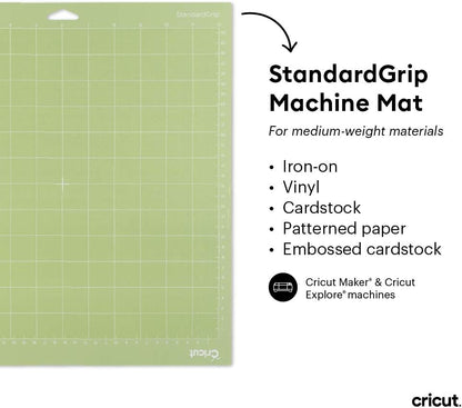 Standardgrip Machine Mats 12In X 12In, Reusable Cutting Mats for Crafts with Protective Film, Use with Cardstock, Iron On, Vinyl and More, Compatible with  Explore & Maker (3 Count)