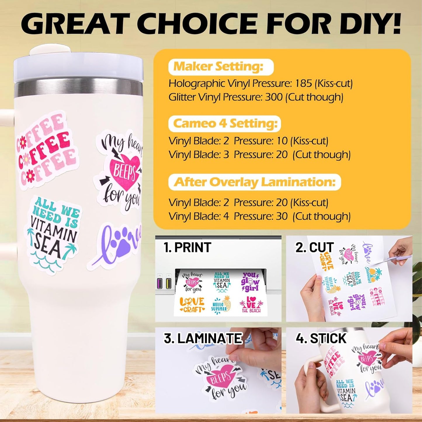 Matte Laminating Sheets Matte Laminate Sheets for Inkjet Printable Vinyl Sticker Paper Transfer Tape for Vinyl 8.26" X 11.69" A4 56Pcs Clear Contact Paper for Scrap-Booking, Photo Paper