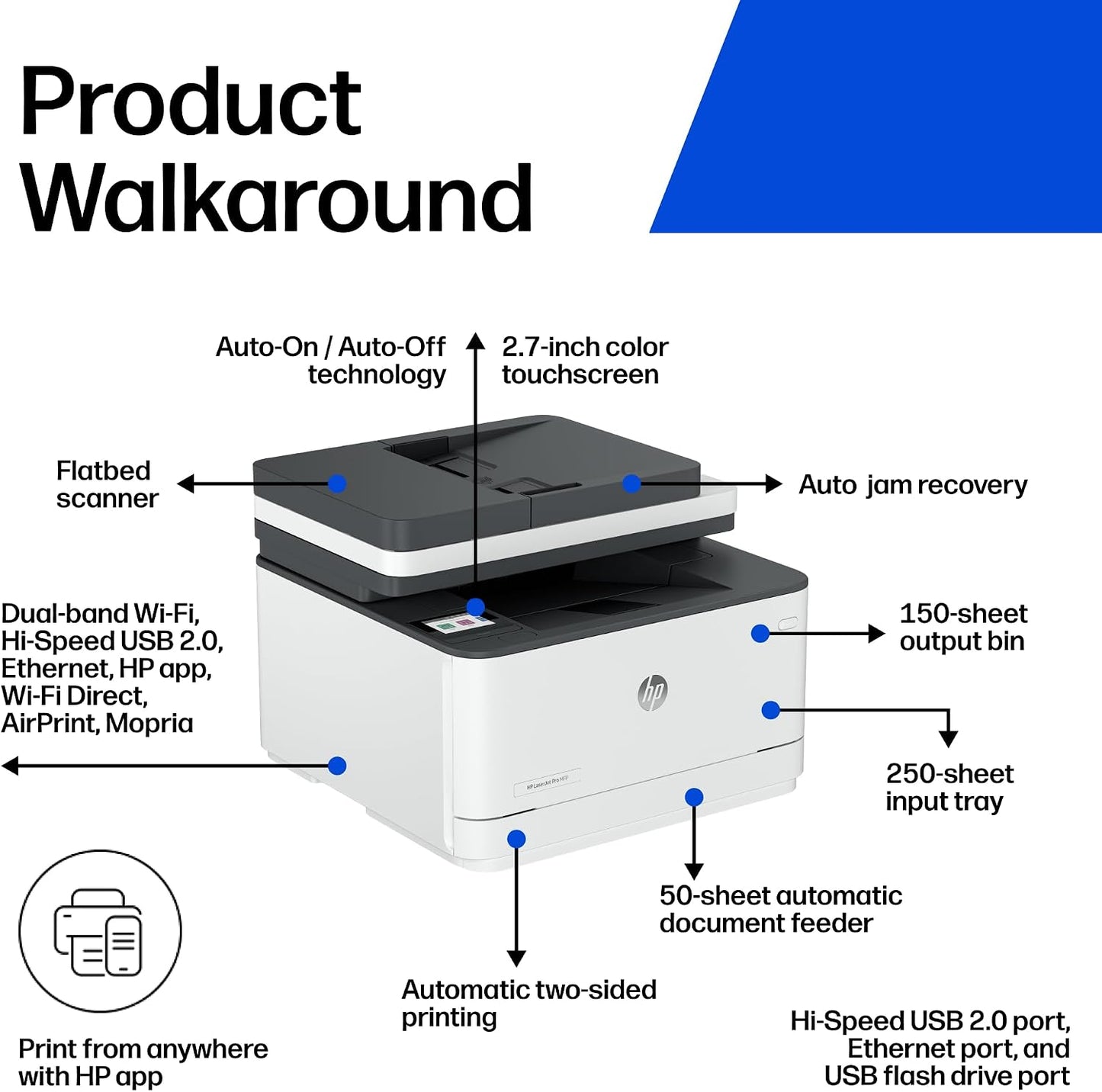 HP Laserjet Pro MFP 3101Sdw Wireless Black and White All-In-One Laser Printer, Office Printer, Duplex, Best-For-Small Teams (9D2X4F)