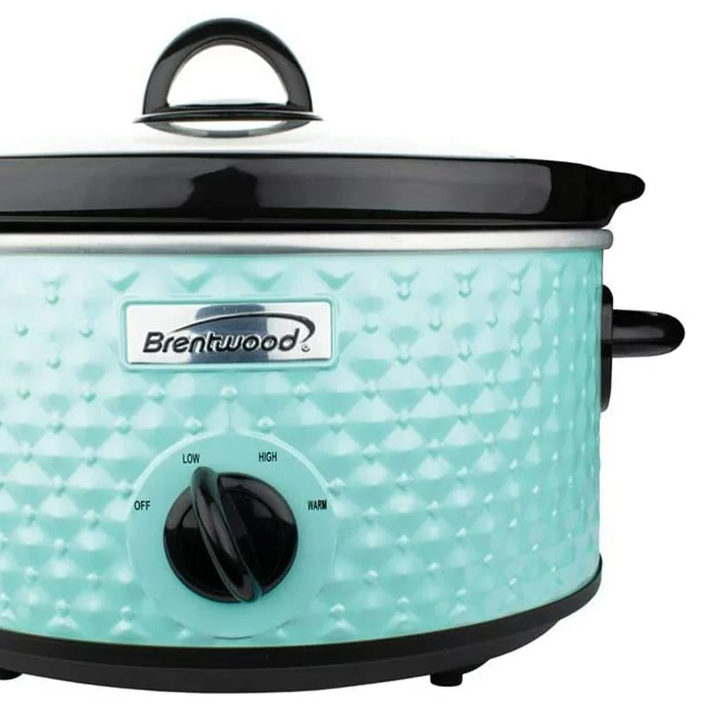 3.5-Quart Diamond-Pattern Slow Cooker (Blue)