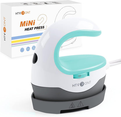 Heat Press Mini Heat Press Machine, Small Heat Press Portable Iron Press Machine for T Shirts, Hats, Heating Transfer Projects (Mint)