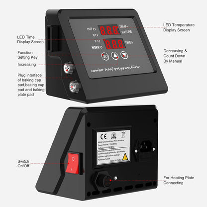 Controller,Multi-Functional Heat Press Machine Control Box Digital Box LED Controller for T-Shirts/Plate/Cap/Mug Swing Away Heat Transfer Sublimation Print Machine, 110V