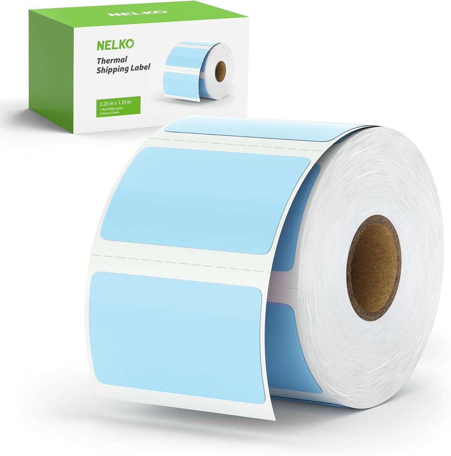 Nelko Genuine 2.25" X 1.25" Direct Thermal Labels, Barcode Labels Compatible with Nelko PL70E Label Printers, Self-Adhesive Labels, Barcode Stickers, Blue/1000 Labels (Commercial Grade)