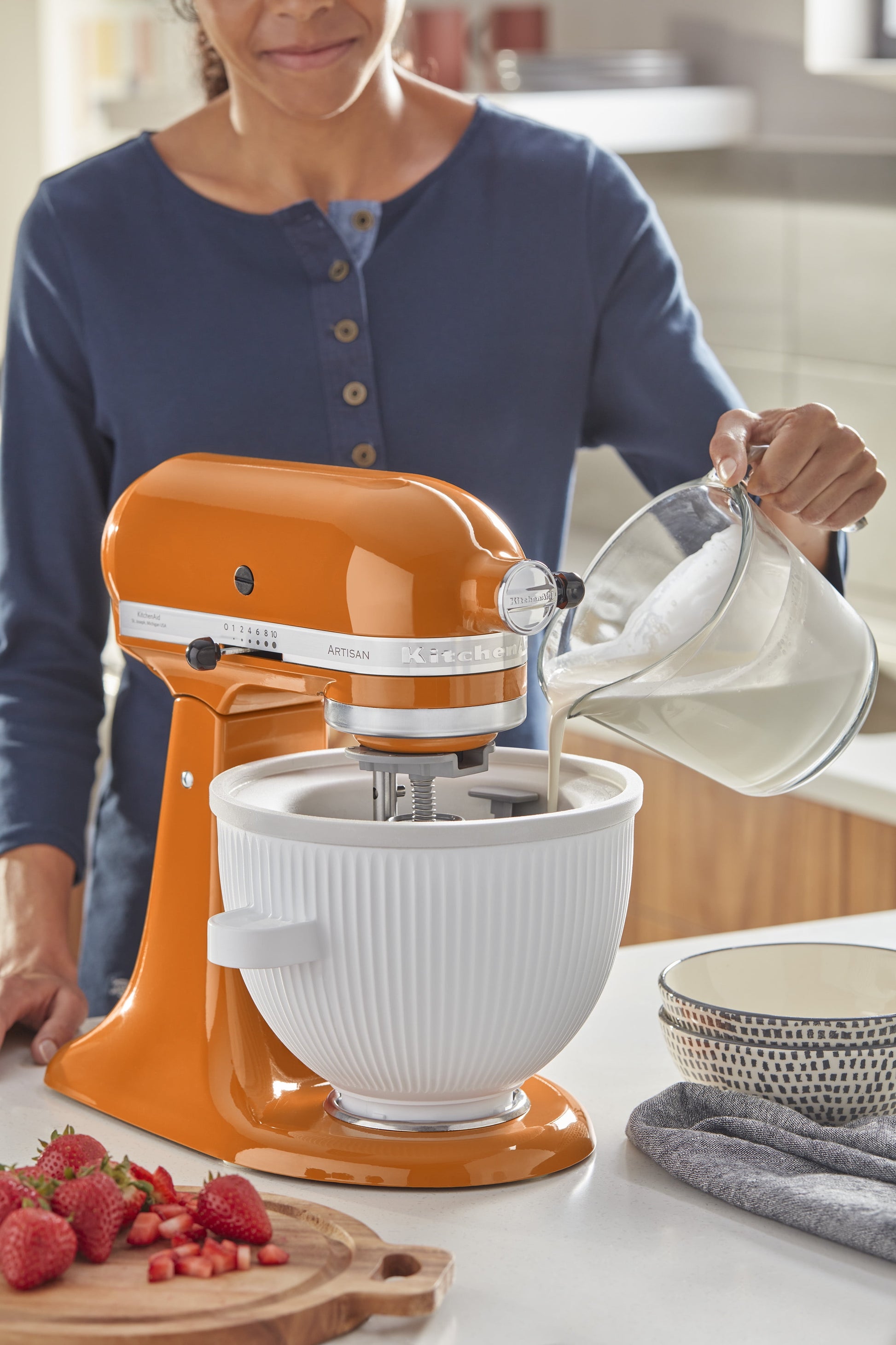 2-Qt Ice Cream Maker Attachment for Select  Tilt-Head Stand Mixers, White