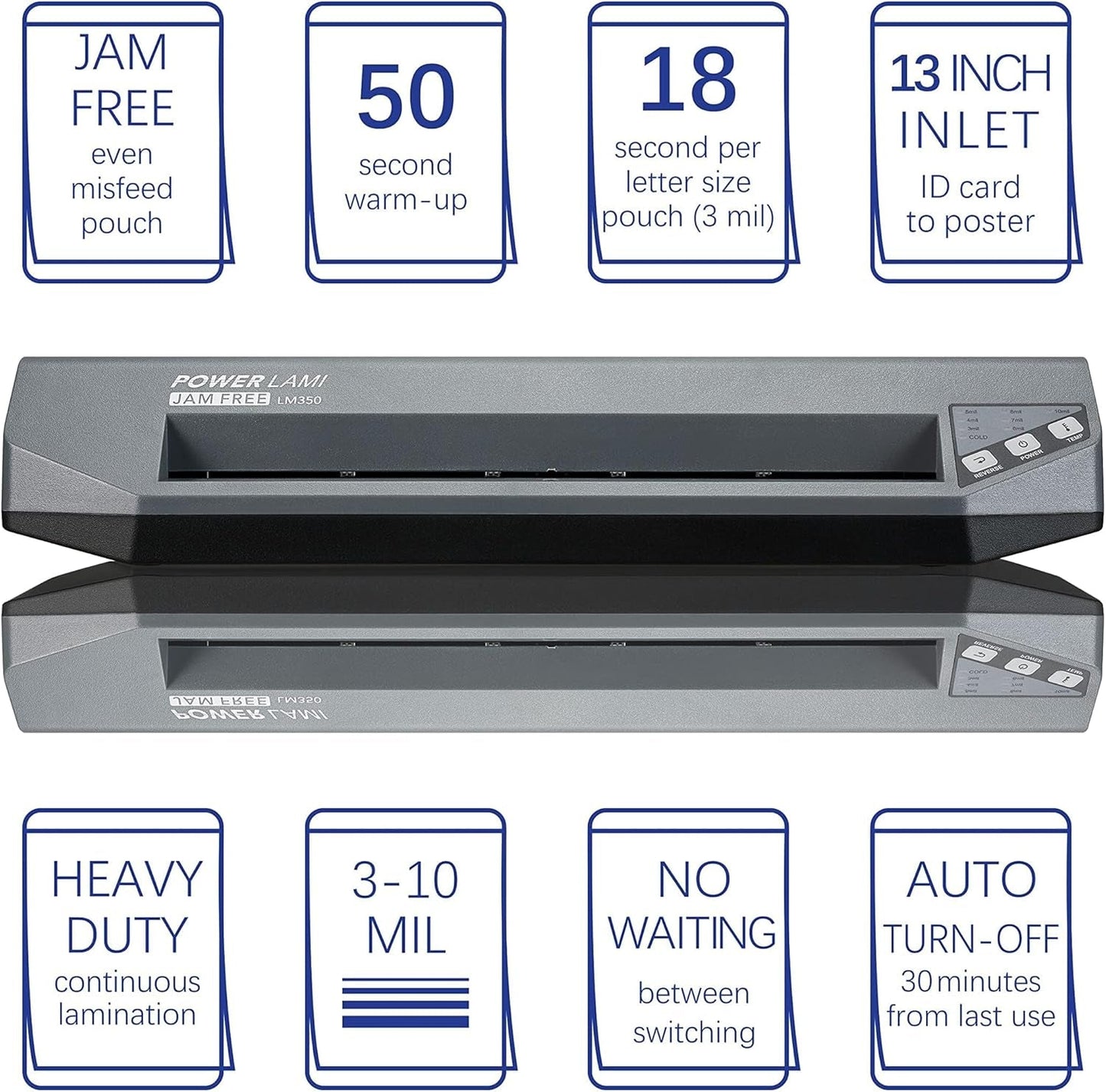 SINCHI 13" Commercial Laminator | 3–10 Mil, 4-Roller, 48S Warm-Up, 17S/Sheet, Heavy Duty No-Jam Design, Works with Cardstock & Dark Prints, Includes 10 Sheets, Ideal for Office, School & Business