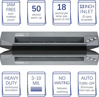 SINCHI 13" Commercial Laminator | 3–10 Mil, 4-Roller, 48S Warm-Up, 17S/Sheet, Heavy Duty No-Jam Design, Works with Cardstock & Dark Prints, Includes 10 Sheets, Ideal for Office, School & Business