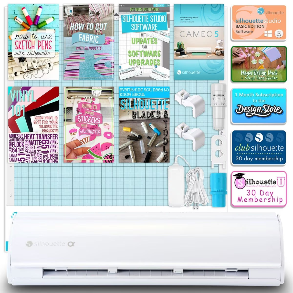 Silhouette White Cameo 5 Alpha W/ 15" X 15" Navy Heat Press & Siser HTV