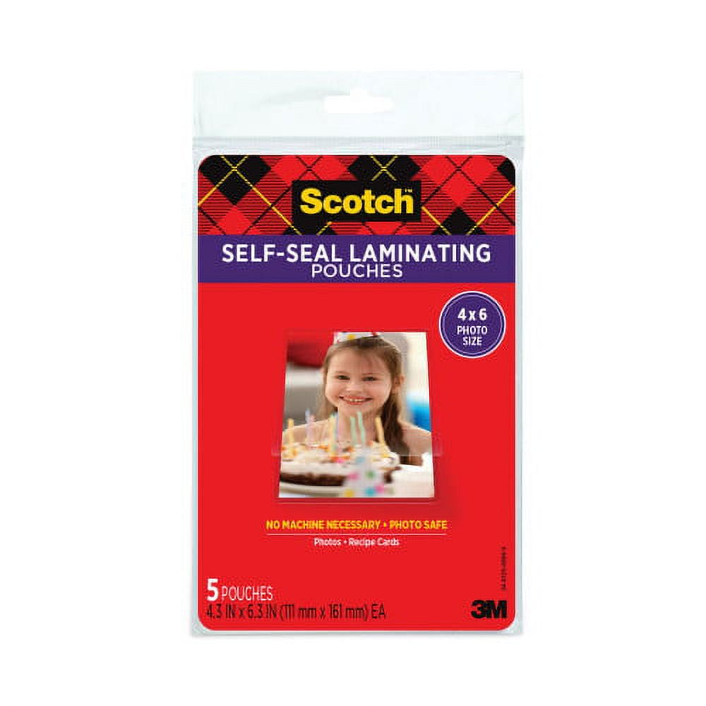 2PK  Self-Sealing Laminating Pouches, 9.5 Mil, 4.38" X 6.38", Gloss Clear, 5/Pack (PL900G)