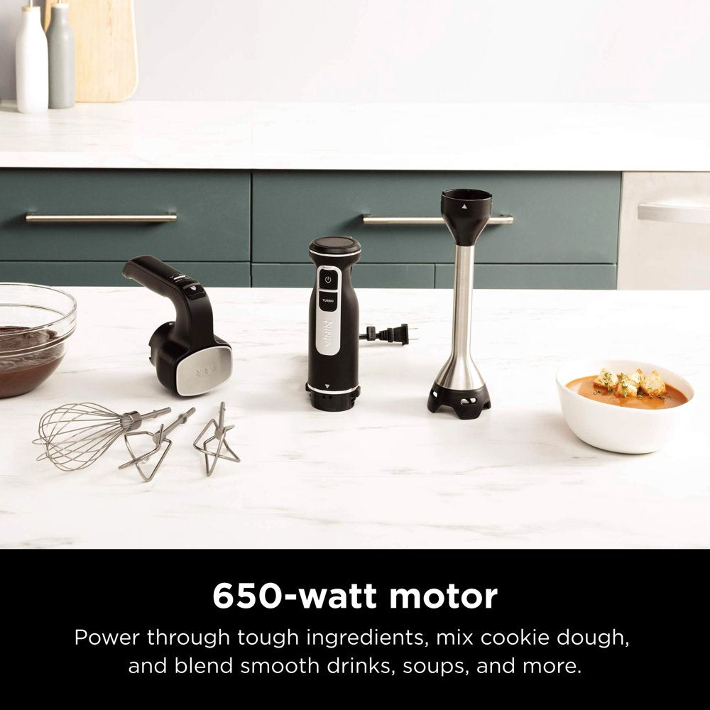 Foodi Power Mixer System, Black Hand Blender and Hand Mixer Combo with Whisk and Beaters, 3-Cup Blending Vessel, CI100