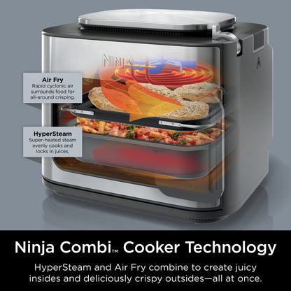 Combi All-In-One Multi-Cooker, 14-In-1 Functions, Oven, Air Fryer, Bake, Slow Cook, 3 Accessories, Stainless Steel
